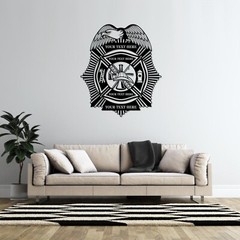 Personalized Firefighter Eagle Badge Metal Sign. Firefighter Maltese Cross Decor