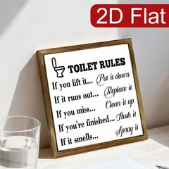 Funny Bathroom Toilet Rules Wooden Sign Farmhouse Restroom Home Wall Art Decor