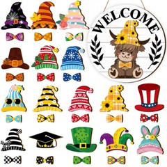 33 Pcs Holiday Interchangeable Highland Cow Welcome Sign Highland Cow Seasona