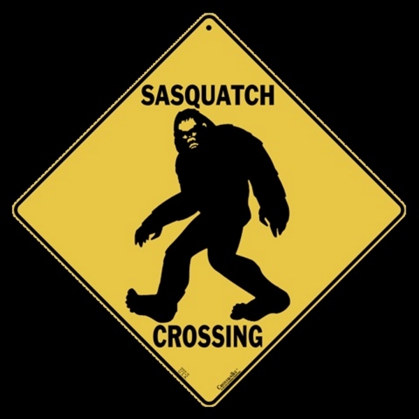 SASQUATCH–Bigfoot CROSSING Sign, 12″ by 12″ sides-16″ on Diagonal-Indoor/Out-