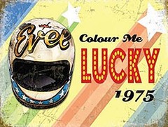 Evel Knievel Colour Me Lucky (Helmet) large steel wall sign 400mm x 300mm