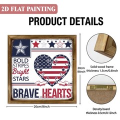 Bold Stripes Bright Stars Brave Hearts Wall Art, Patriotic Home Decor