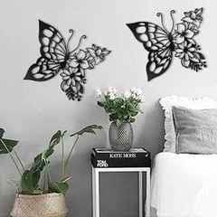 2pcs Butterfly Decoration Boho Wall Art Hanging Appearance Metal Hanging Butt…