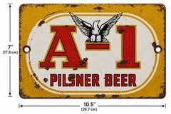TIN SIGN A-1 Pilsner Beer, Shop, Bar Pub, Cave, Metal Décor, 12×8