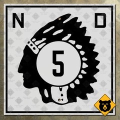 North Dakota Highway 5 route road sign shield 1931 Native American chief 12×12