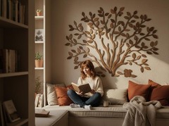 Large Handmade Solid Wood Oak Tree Wall Art,79×59