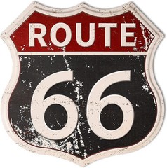 HANTAJANSS Route 66 Road Signs Vintage Room Decor Metal Sign 12″ × 12″, Black