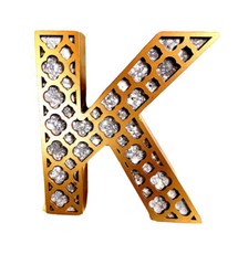 Freestanding Wood Letter “K” Golden Metallic Finsh 7 3/4″ Home Office Desk Top