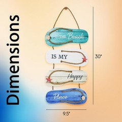Wooden Flip Flop Beach Decor Sign Nautical Coastal Wood Wall Decor with Rope