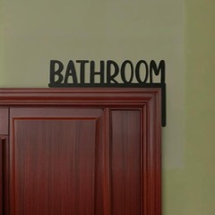 LXUEJIE Wooden Bathroom Door Topper, Bathroom Door Signs Black Bathrooms Sign…