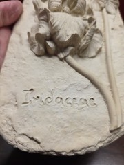 bas-relief sculpture of a fairy and flowers Irises Iridaceae Hand Crafted Stone