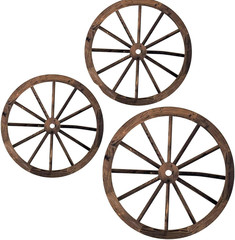 Wooden Wagon Wheel Decor 3 Pc Set 12 10 8 Inch Rustic Western Wall Farmhouse