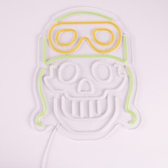 Cool Green Aviator Skeleton Neon Light, Unique Día de los Muerto Themed Wall Art