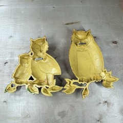 Vintage Homco Owl Wall Plaques Set of 2 1976 Dart Ind USA Hanging Retro Owl Dec