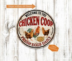 Welcome Chicken Coop Sign Farm Fresh Eggs Rooster Poultry Garden 100142001017