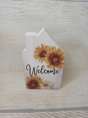 New “Welcome” Sunflower Fall Wood Block Sign Summer Farmhouse Tray Spring Floral