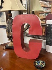 Antique Industrial Large Rustic Red Metal Letter C
