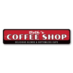 Delicious Blends & Bottomless Cups Coffee Shop Metal Wall Decor – Aluminum