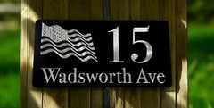 Engraved Personalized Custom US Flag House Home Number Street Address 6×12 Sign