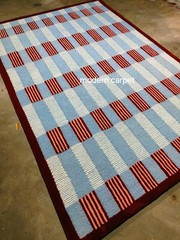 Modern 3D Tufted Area Rug Blue and Red Geometric Checkerboard Carpet Home Decor