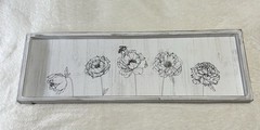Rectangular Floral Painted Wood Hanging Wall Plaque, Black & White Flower Art