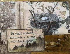 BIRD Wall Art Inspirational Wall Art Collage Reclaimed Wood Decoupage Italian