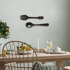 Fork and Spoon Wall Decor Rustic Kitchen Decor 2 Pieces Wooden Modern Spoon W…