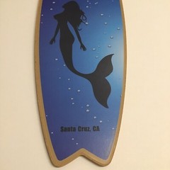 Mermaids Welcome Beach Fantasy Surfboard Sign Wall Art Decor 5×16” Santa Cruz CA