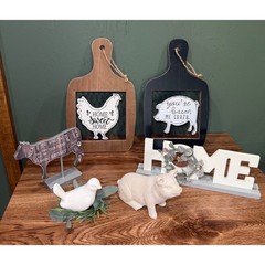 Rustic Farmhouse Country Home Decor Bundle 7pc Cow Pig Chicken Kitchen