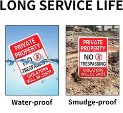 2 Pack Private Property No Trespassing Violators Will Be Shot Sign, 14″x 10″ …