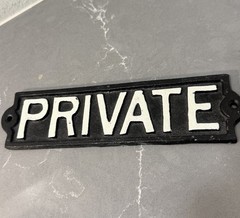 “PRIVATE” Door Sign Cast Iron Plaque Wall Gate Sign Rustic Vintage Black