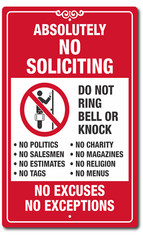 No Soliciting Sign No Exceptions Don’t Knock Front Door Home Business Security