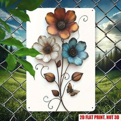 Garden Metal Sign Aluminum Sign 8×12 Funny Flower Butterfly Wall Art