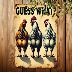 Chicken Butt Garden Flag Funny Aluminum Sign 8×12 Rustic Outdoor Decor