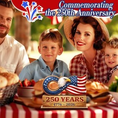 Wooden Eagle Decor Patriotic Table Centerpiece 1776-2026 Anniversary Gift Decor