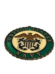 United States Navy USN Glass Metal Mix Plaque Sign Hanging Wall 4″ diameter