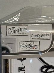Wall Decor Embossed Peel Stick Sign 3 Pc COUNTRY KITCHEN WELCOME HOME & LAUNDRY