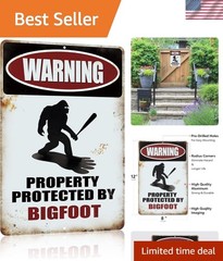 Sasquatch Property Protection Metal Sign: Fun Retro Decor for All Spaces 12×8