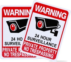 2-Pack No Trespassing Signs Private Property, Video 10 x 7 inches, red