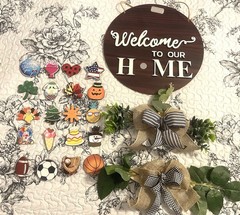 Rustic-2 Sided-WELCOME” Home Sign/Hope You Like”Dogs”with 20 Seasonal Icons-NEW