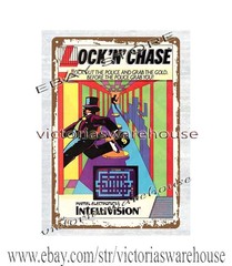 1982 Lock N Chase Intellivision Video Game metal tin sign interiors by design