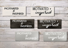 Motivated and Inspired Handmade Minimalist Black, Gray, White Wood Sign Home Art