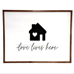 Farmhouse Large Love Lives Here Wood Frame Home Wall Decor
