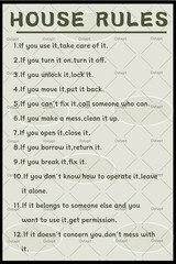 House Rules Funny Metal Tin Sign If You Open It Close It Metal Plaque Family …