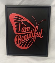 Brand New Butterfly Picture With Affirmation “I Am Beautiful” Black And Red.