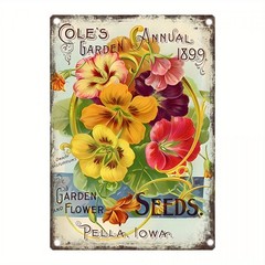 Vintage Garden Seeds Metal Sign Retro Nasturtium Flower Shabby Chic Wall Decor