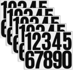 5 Sheets Black Number Stickers, 3 in Vinyl Stick on Numbers, 0-9 Waterproof A