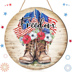 4Th of July Decorations Patriotic Front Door Sign American Soldier Boot Hanging