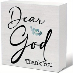 Simple Faith Thankful God Floral Wooden Block Sign Coffee Bar Desk Ornament